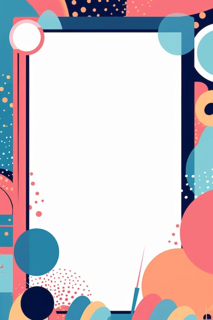 a colorful abstract background with a blank white frame