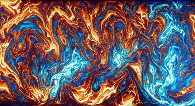 A colorful abstract background with a blue and orange swirl pattern.