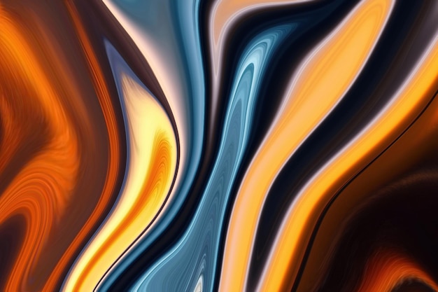Красочный абстрактный фон с синими и оранжевыми завитками.
