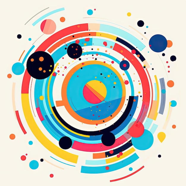 Foto uno sfondo astratto colorato con cerchi nello stile di linee minimaliste