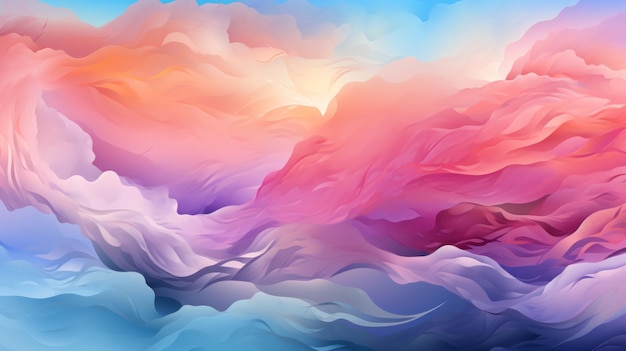 空に雲と太陽が映っている彩色の抽象的な背景