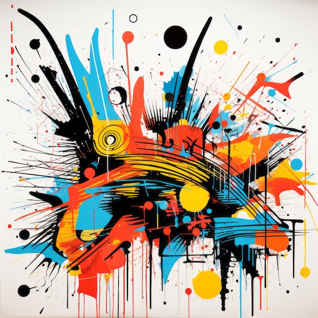 Colorful Abstract Background With Dynamic Lines And Graffitiesque Markings