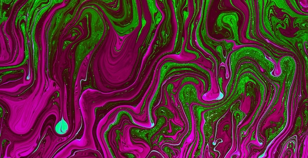 A colorful abstract background with a green and pink swirl pattern.