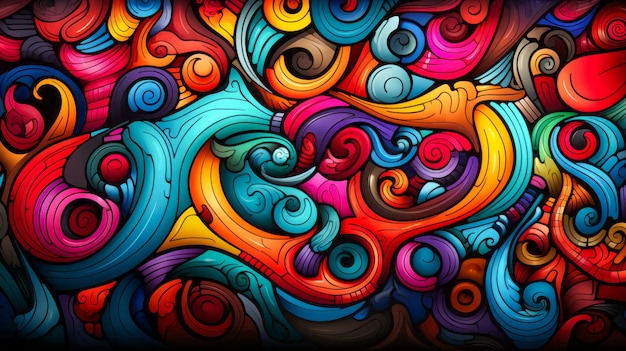 Цветный абстрактный фон с большим количеством вихрей и пузырьков Генеративный ИИ