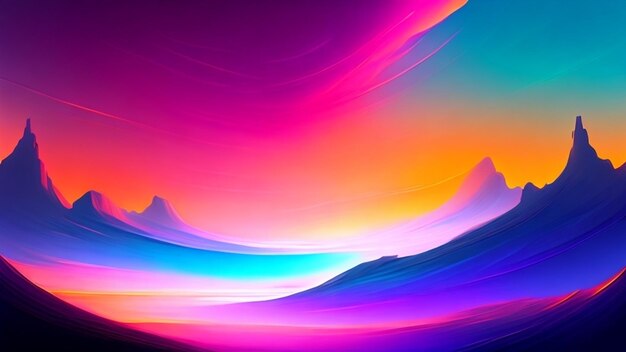 Colorful abstract background with a mountain in the background