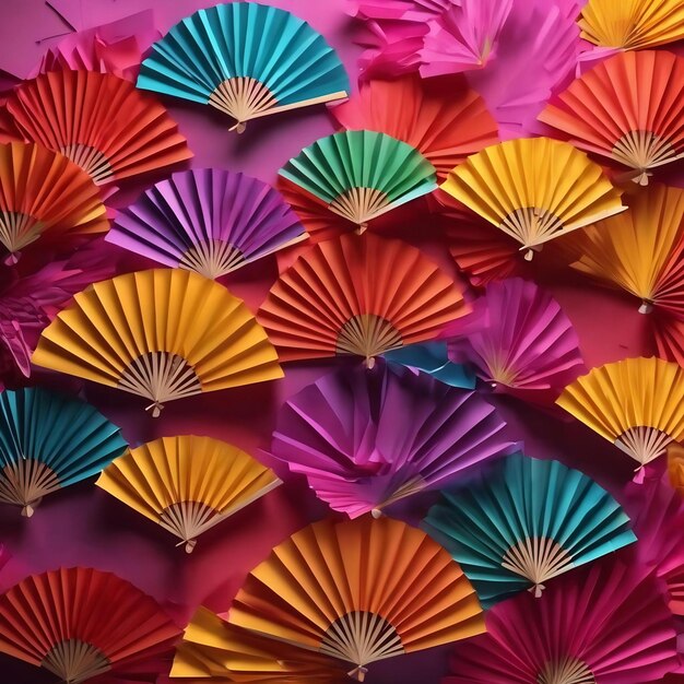 Colorful abstract background with paper fans