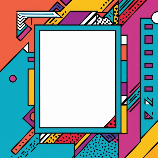 Colorful abstract background with a square frame