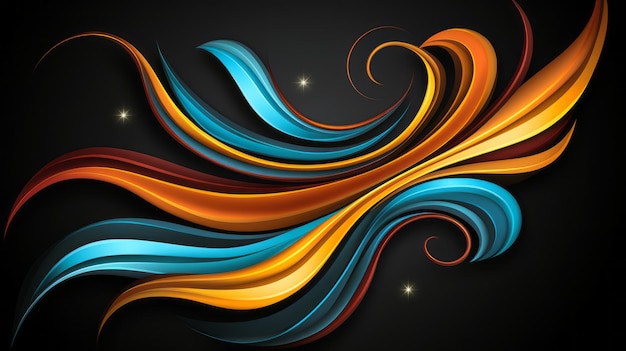 Colorful abstract background with swirls on a black background