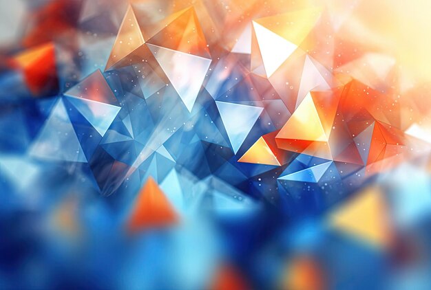 a colorful abstract background with triangles and blue and orange color