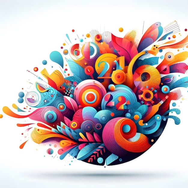 Colorful abstract background with various shapes and elements Vector illustration