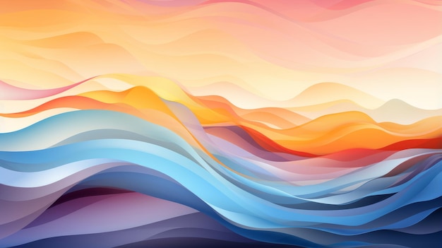 colorful abstract background with waves and mountains