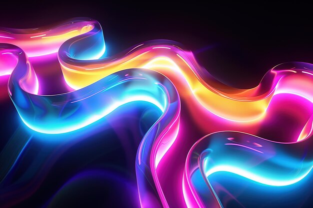 A colorful abstract background with a wavy design glow 3d shapes