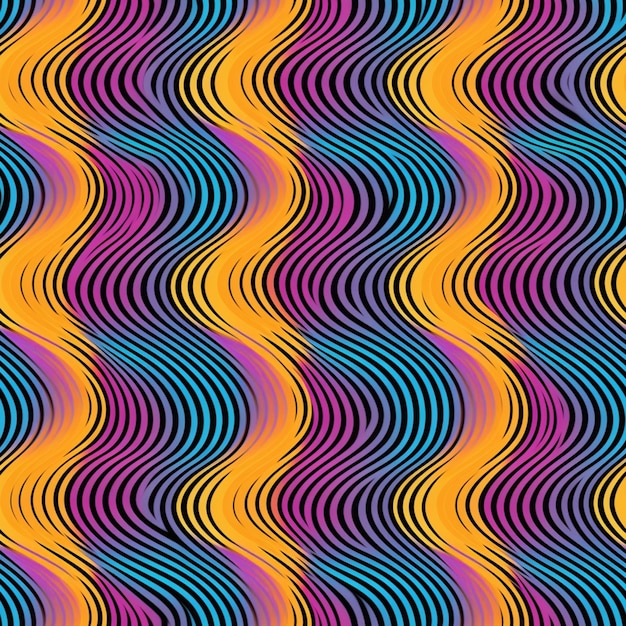 Photo a colorful abstract background with wavy lines and a black background generative ai