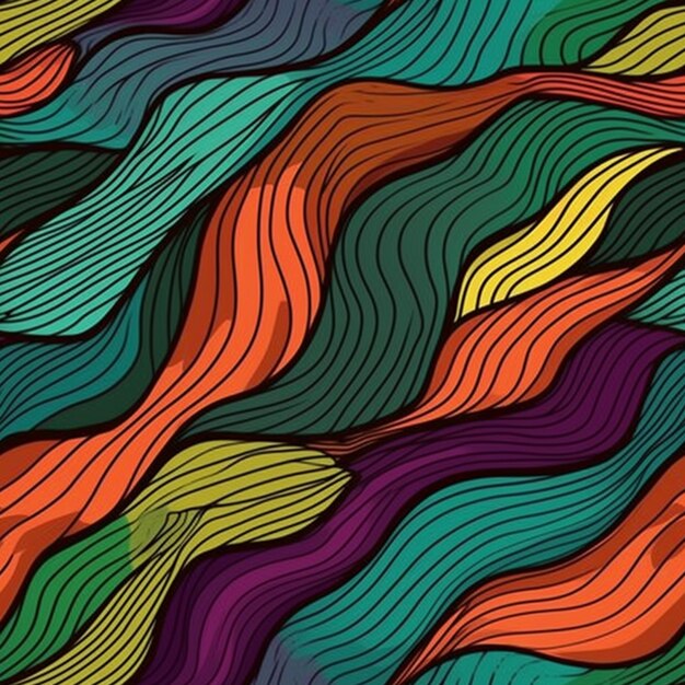 A colorful abstract background with wavy lines generative ai