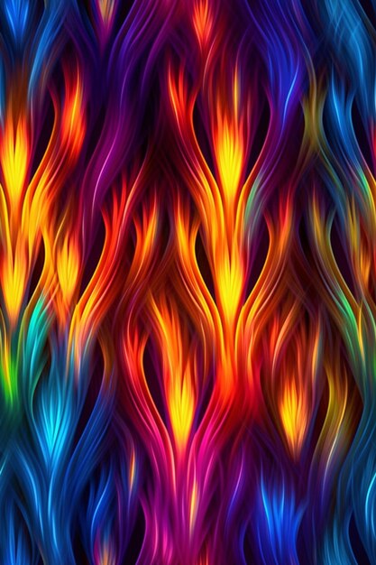 Photo a colorful abstract background with wavy lines and a pattern of flames generative ai