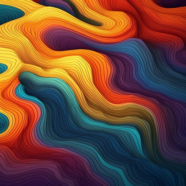 a colorful abstract background with wavy lines and waves generative ai