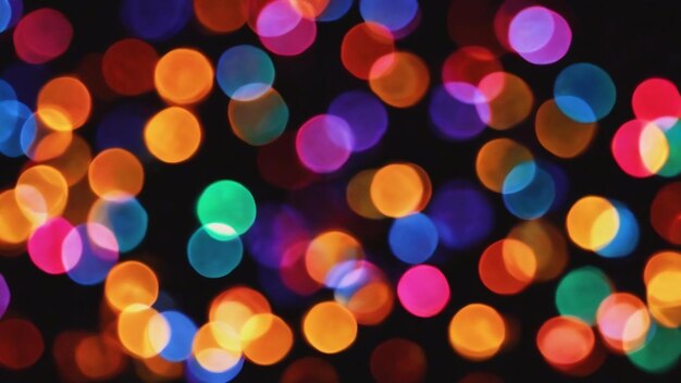 Colorful abstract bokeh multicolor bokeh of lights on black background