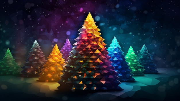 Colorful abstract christmas tree background header wal Generative Ai