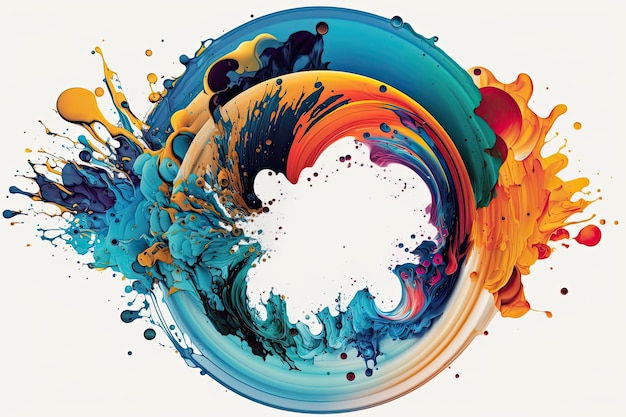 Красочный абстрактный круг жидкости движение потока взрыв Generative Ai