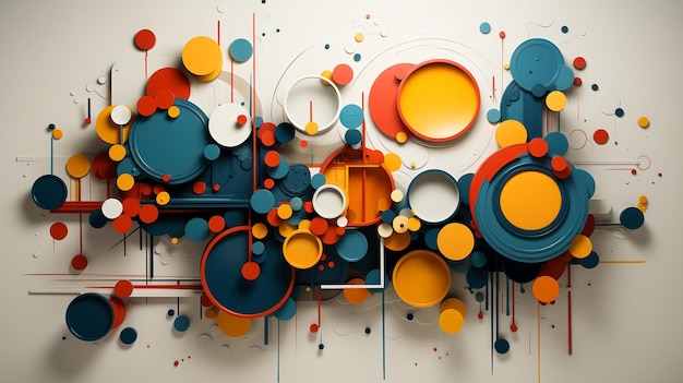 Colorful abstract circles and lines composition