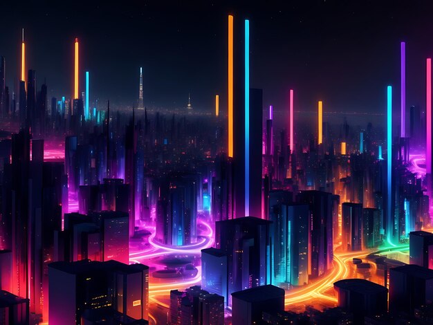 Colorful abstract city lights at night