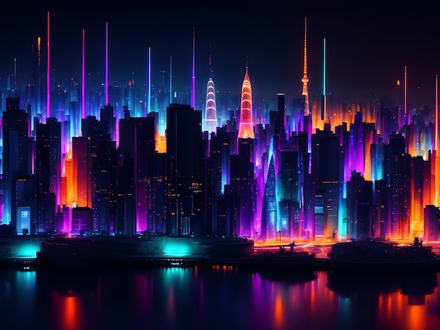 Photo colorful abstract city lights at night