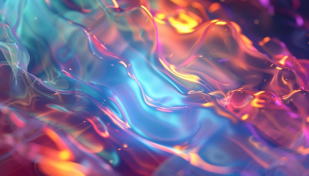 Фото Красочная абстрактная композиция с радужными волнами красовая абстрактная комбинация с радужным цветом