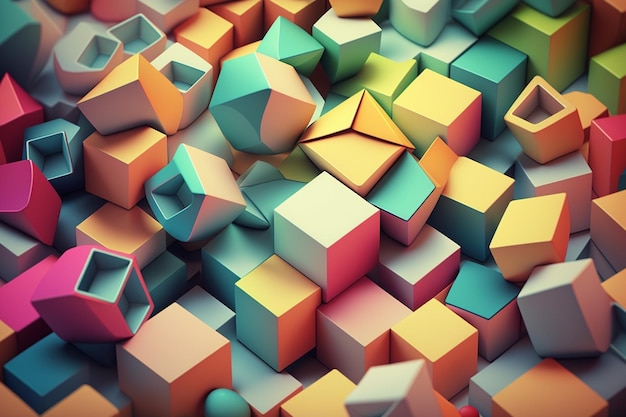 다채로운 추상 큐브 배경