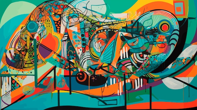 A colorful abstract design that captures the energy and movement Modern contemporary art