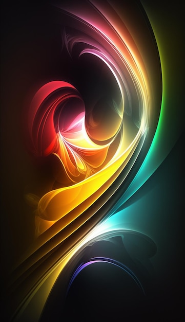 A colorful abstract design with a black background.