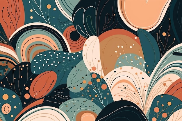 A colorful abstract design with a pattern of circles and the words'art'on it