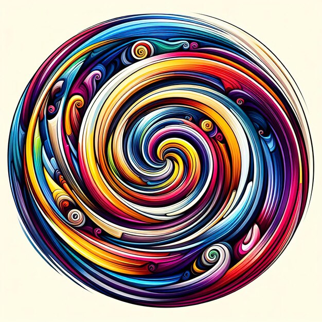 A colorful abstract design with a spiral design