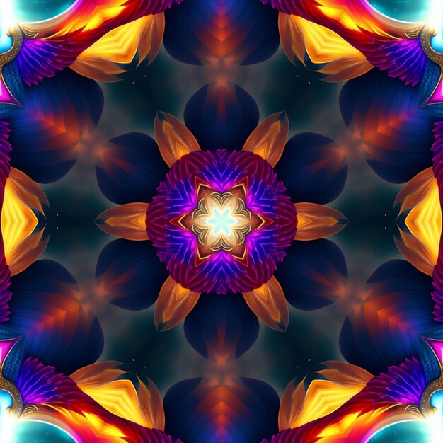 A colorful abstract design with a star on the center.