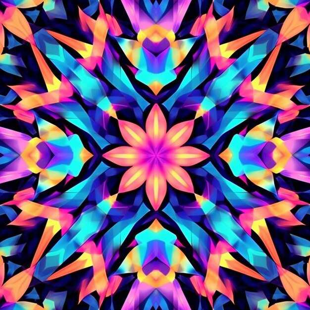 A colorful abstract design with a star in the middle generative ai