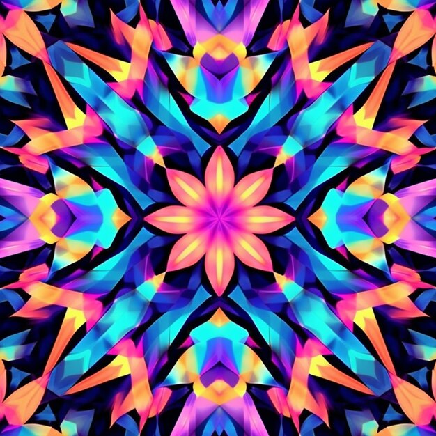 a colorful abstract design with a star in the middle generative ai