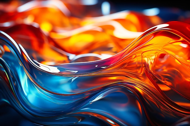 A colorful abstract effect of glass and ice