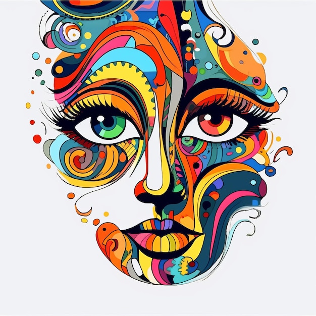 Colorful Abstract Face A Detailed Illustration Style