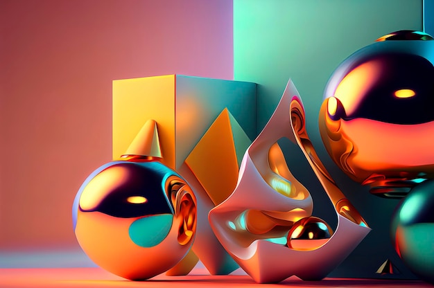 Colorful Abstract Figures Background 3d Rendering