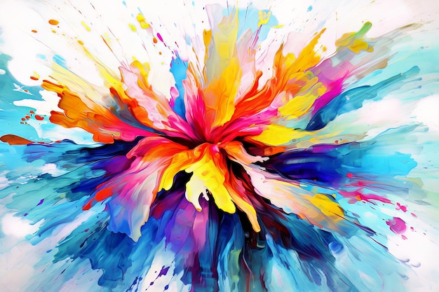 Colorful abstract flower art on a white background