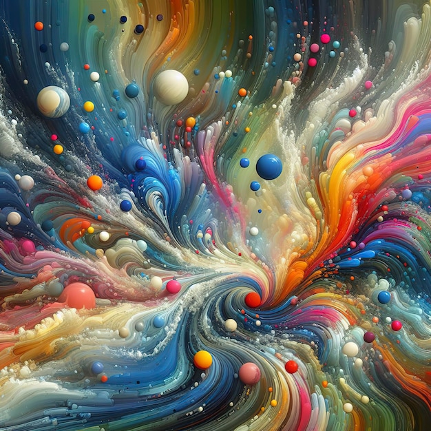 Colorful abstract fluid painting splash