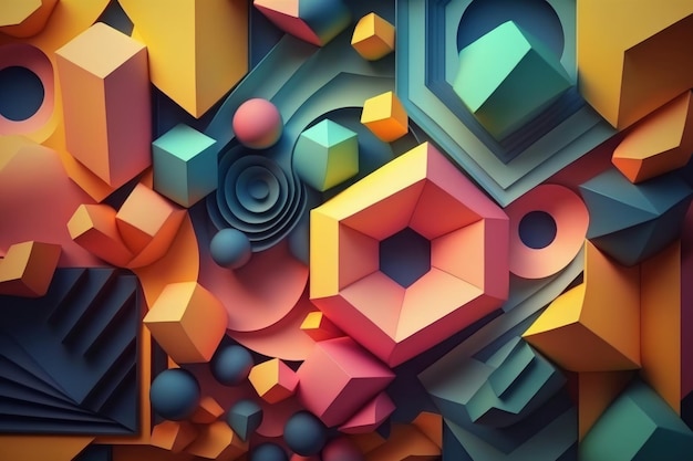 Colorful abstract geometric background Illustration AI Generative