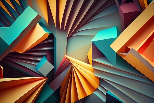 Красочный абстрактный геометрический фон Иллюстрация AI Генеративный