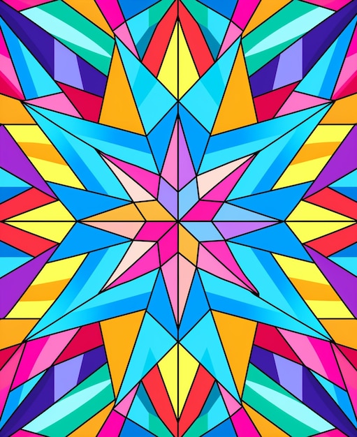 A colorful abstract geometric design with a star in the middle generative ai