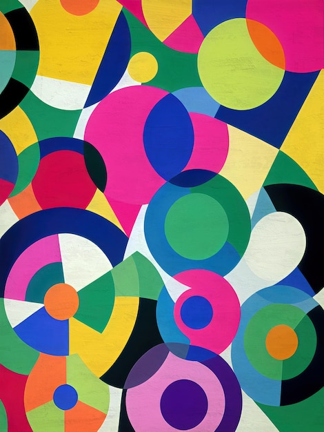 Colorful Abstract Groovy Painting in Retro Style