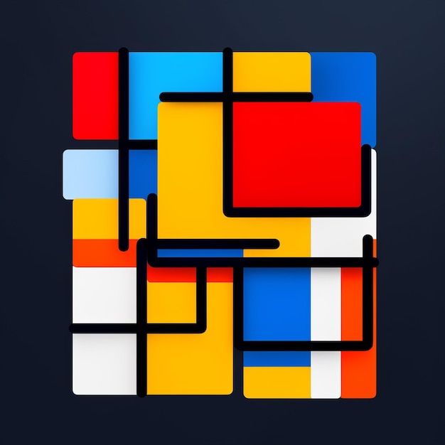 Colorful Abstract Icon Set Inspired By Piet Mondrian