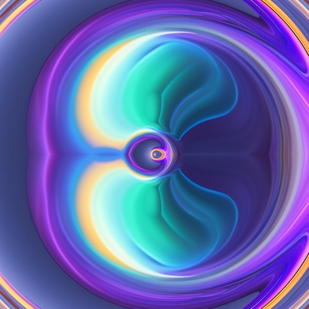 A colorful abstract image of a flower with a large center.