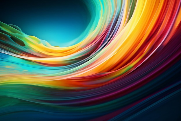 Photo a colorful abstract image of a rainbow colored wave.