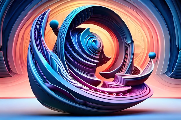 A colorful abstract image of a spiraling wave.