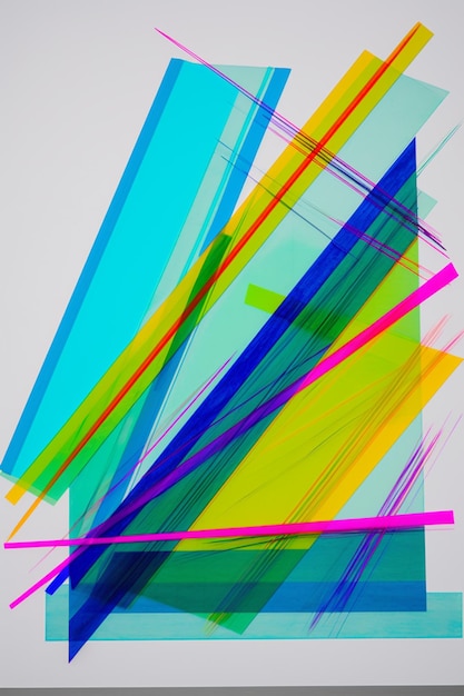 A colorful abstract image of a square with a green and blue lines.