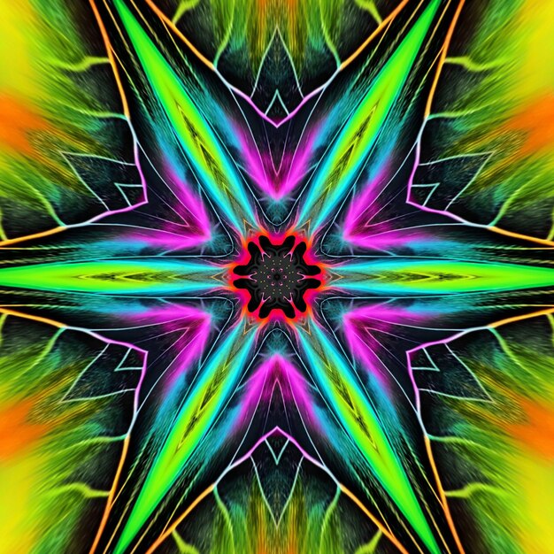 A colorful abstract image of a star design.